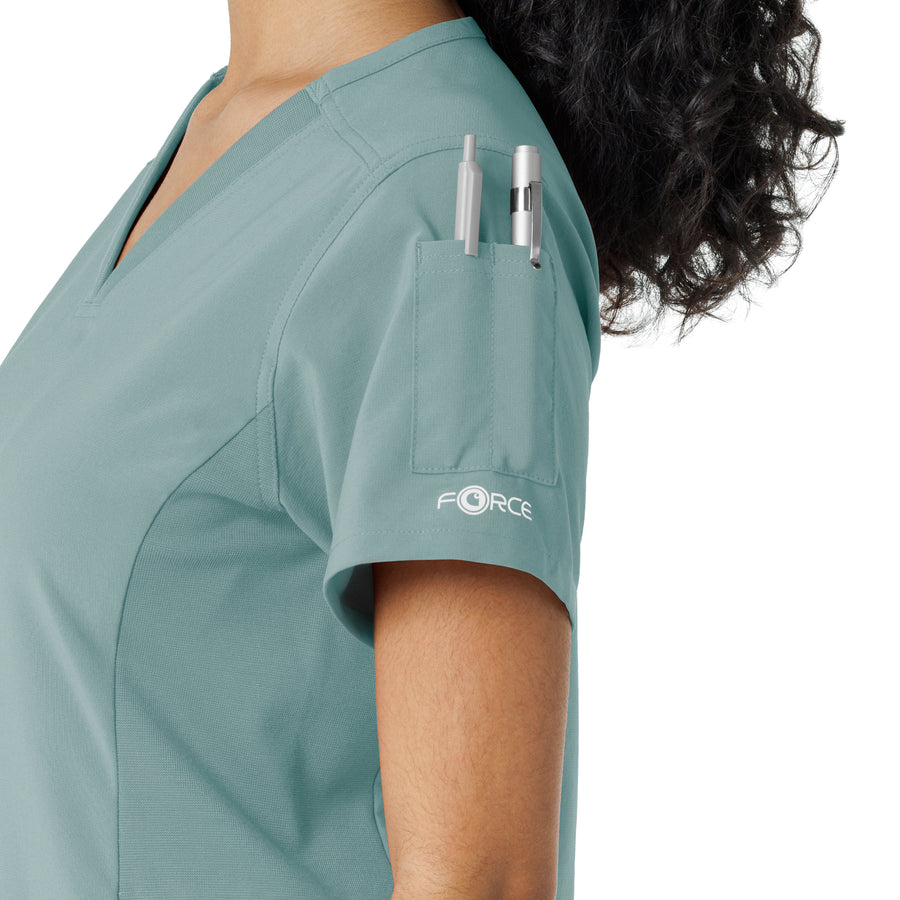 Force Cross-Flex Women's Knit Panel Scrub Top Summer Blue side detail 2