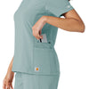 Force Cross-Flex Women's Knit Panel Scrub Top Summer Blue hemline detail
