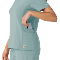 Force Cross-Flex Women's Knit Panel Scrub Top Summer Blue hemline detail