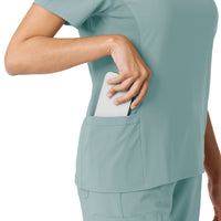 Force Cross-Flex Women's Knit Panel Scrub Top Summer Blue back detail