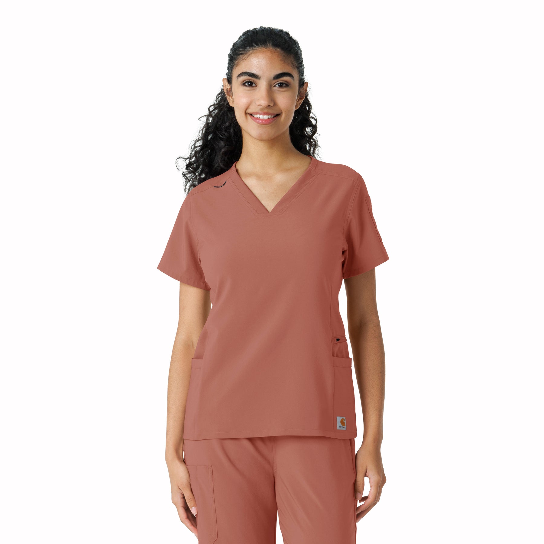 Force Cross-Flex Women's Knit Panel Scrub Top Wildrose