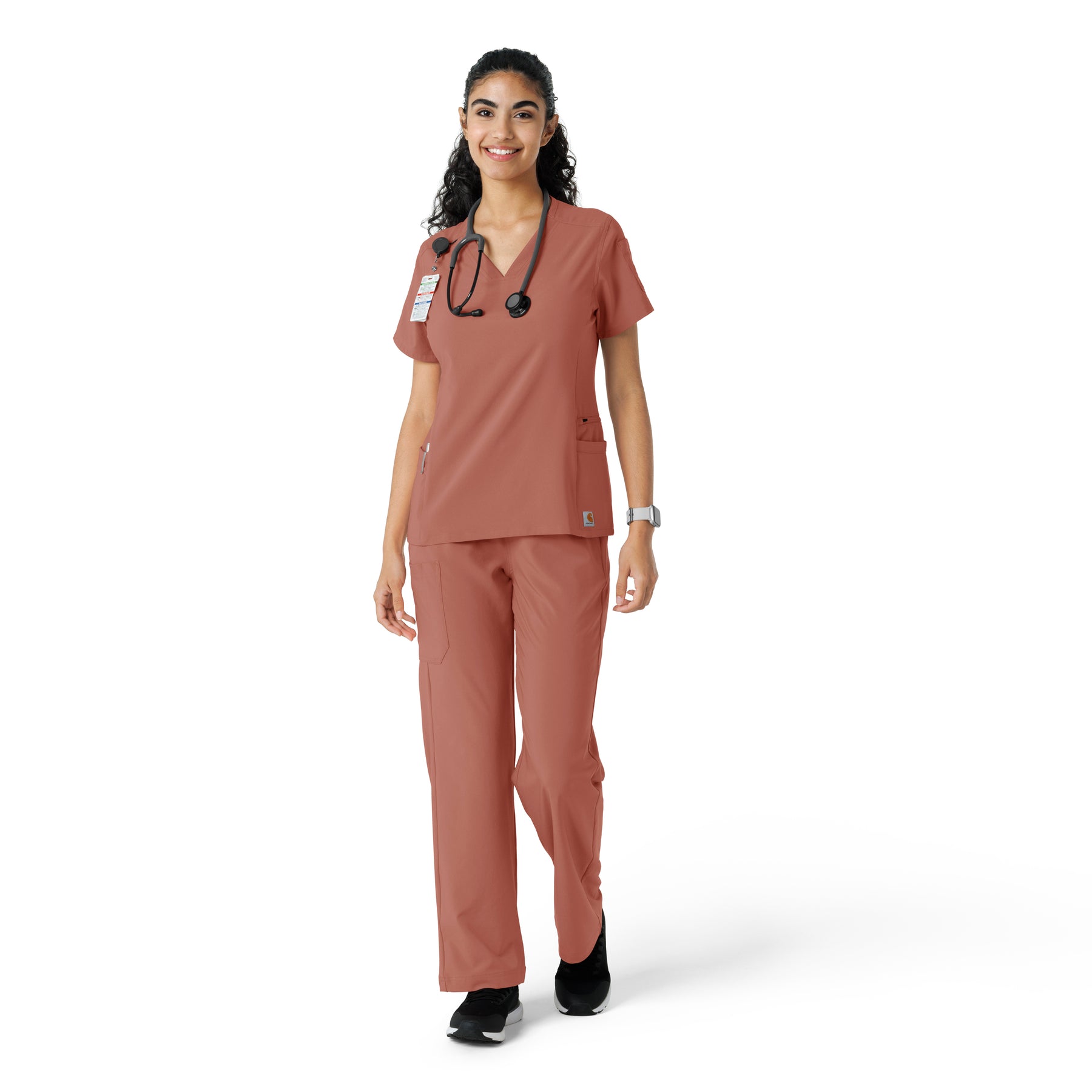Force Cross-Flex Women's Knit Panel Scrub Top Wildrose full scrub set