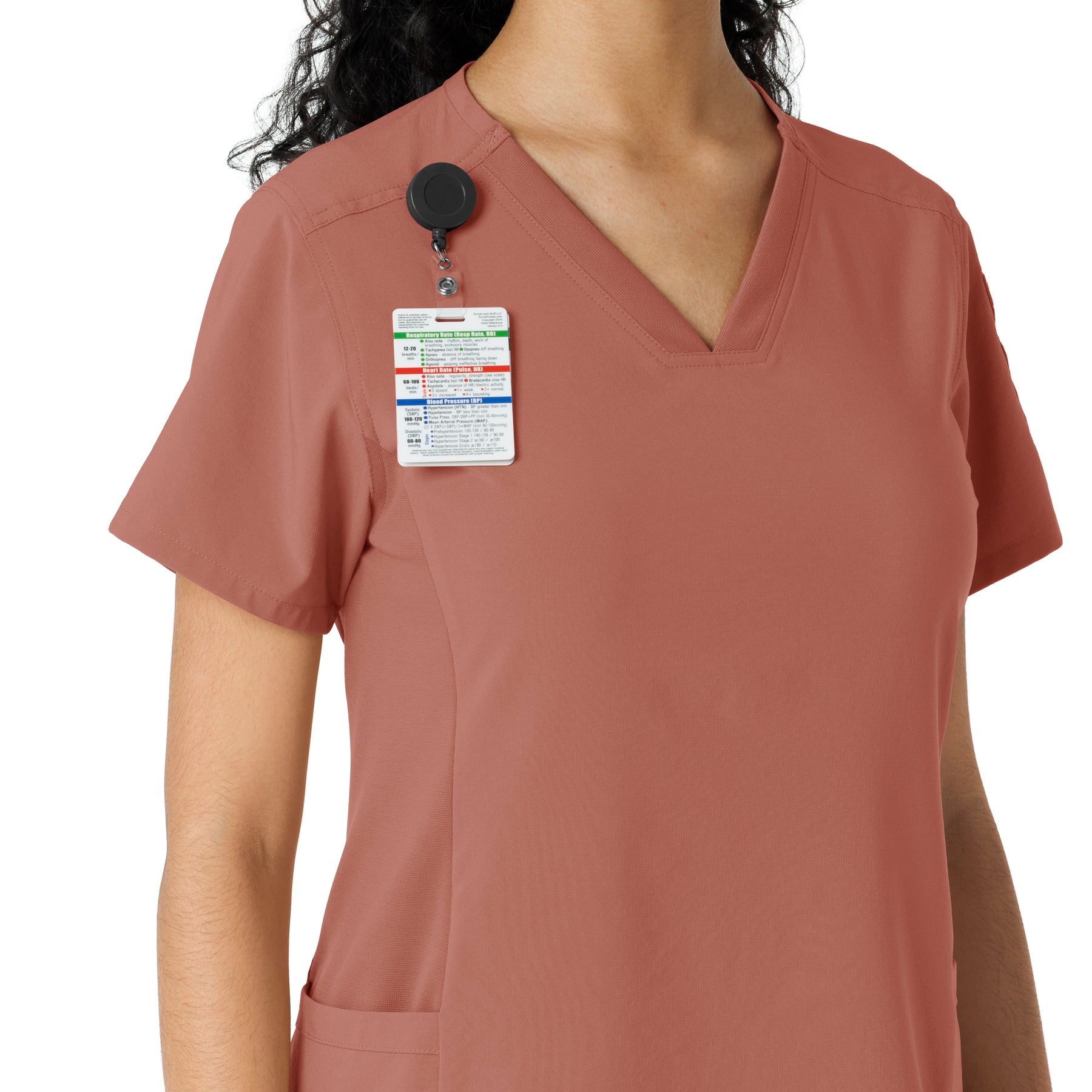 Force Cross-Flex Women's Knit Panel Scrub Top Wildrose side detail 1