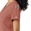 Force Cross-Flex Women's Knit Panel Scrub Top Wildrose side detail 2