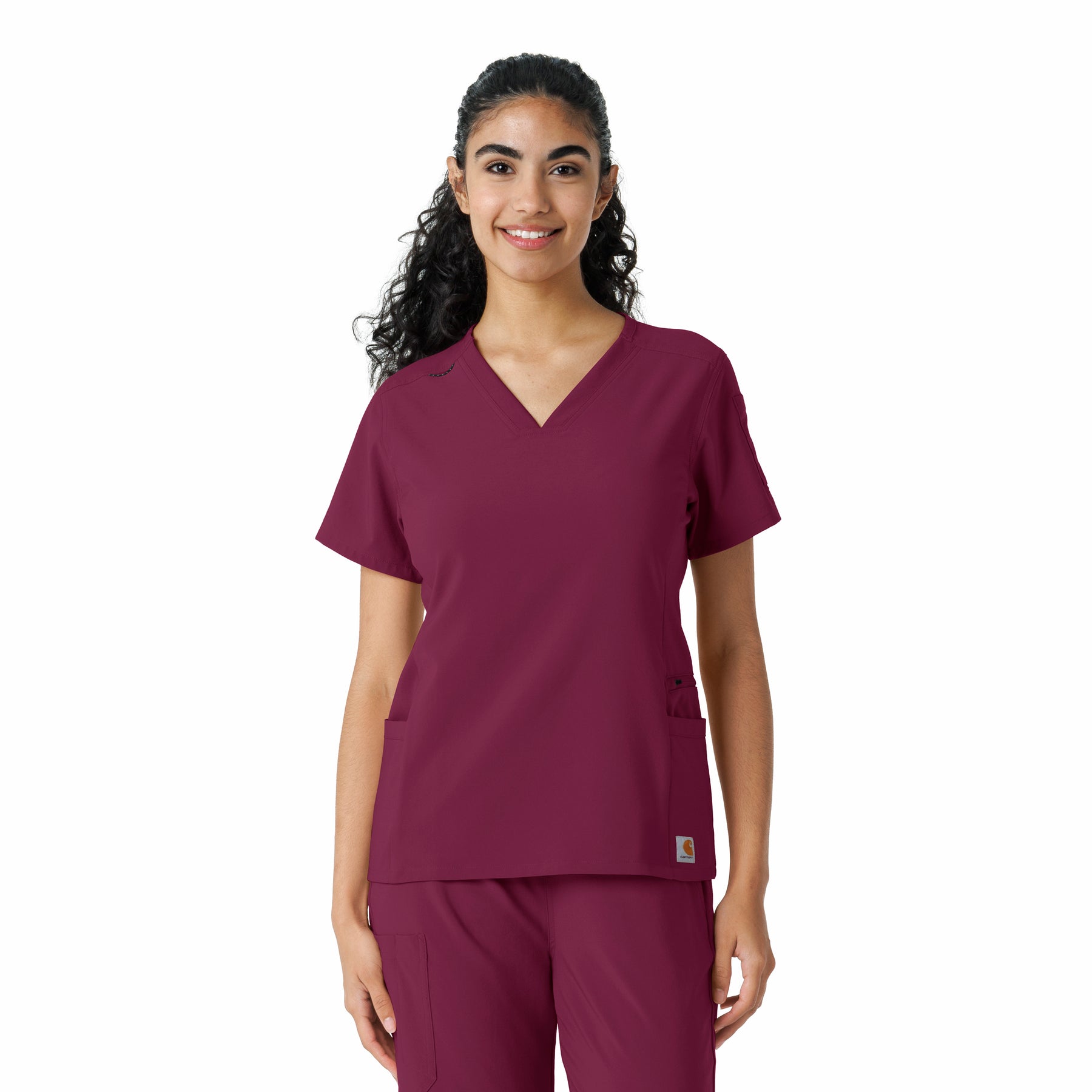 Force Cross-Flex Women's Knit Panel Scrub Top Wine