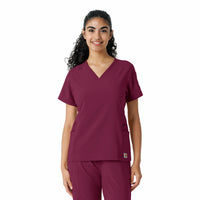 Force Cross-Flex Women's Knit Panel Scrub Top Wine