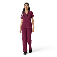 Force Cross-Flex Women's Knit Panel Scrub Top Wine full scrub set