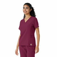 Force Cross-Flex Women's Knit Panel Scrub Top Wine side view