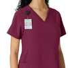 Force Cross-Flex Women's Knit Panel Scrub Top Wine side detail 1