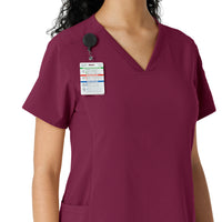 Force Cross-Flex Women's Knit Panel Scrub Top Wine side detail 1