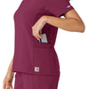 Force Cross-Flex Women's Knit Panel Scrub Top Wine hemline detail