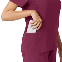 Force Cross-Flex Women's Knit Panel Scrub Top Wine back detail