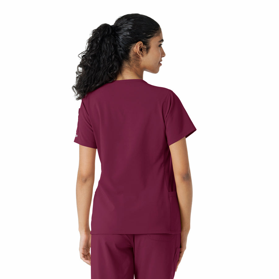 Force Cross-Flex Women's Knit Panel Scrub Top Wine back view