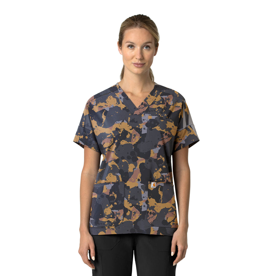 Carhartt Prints Women's Oversized V-Neck Scrub Top Painter's Camo