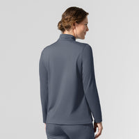 Cross-Flex Knits Knit Women's Long Sleeve Quarter Zip Scrub Top Approaching Storm back view