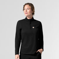 Carhartt Cross-Flex Knit Women's Long Sleeve Quarter Zip Scrub Top - Black