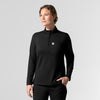 Cross-Flex Knits Knit Women's Long Sleeve Quarter Zip Scrub Top Black side view