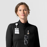 Cross-Flex Knits Knit Women's Long Sleeve Quarter Zip Scrub Top Black side detail 1