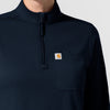 Cross-Flex Knits Knit Women's Long Sleeve Quarter Zip Scrub Top Navy side detail 2