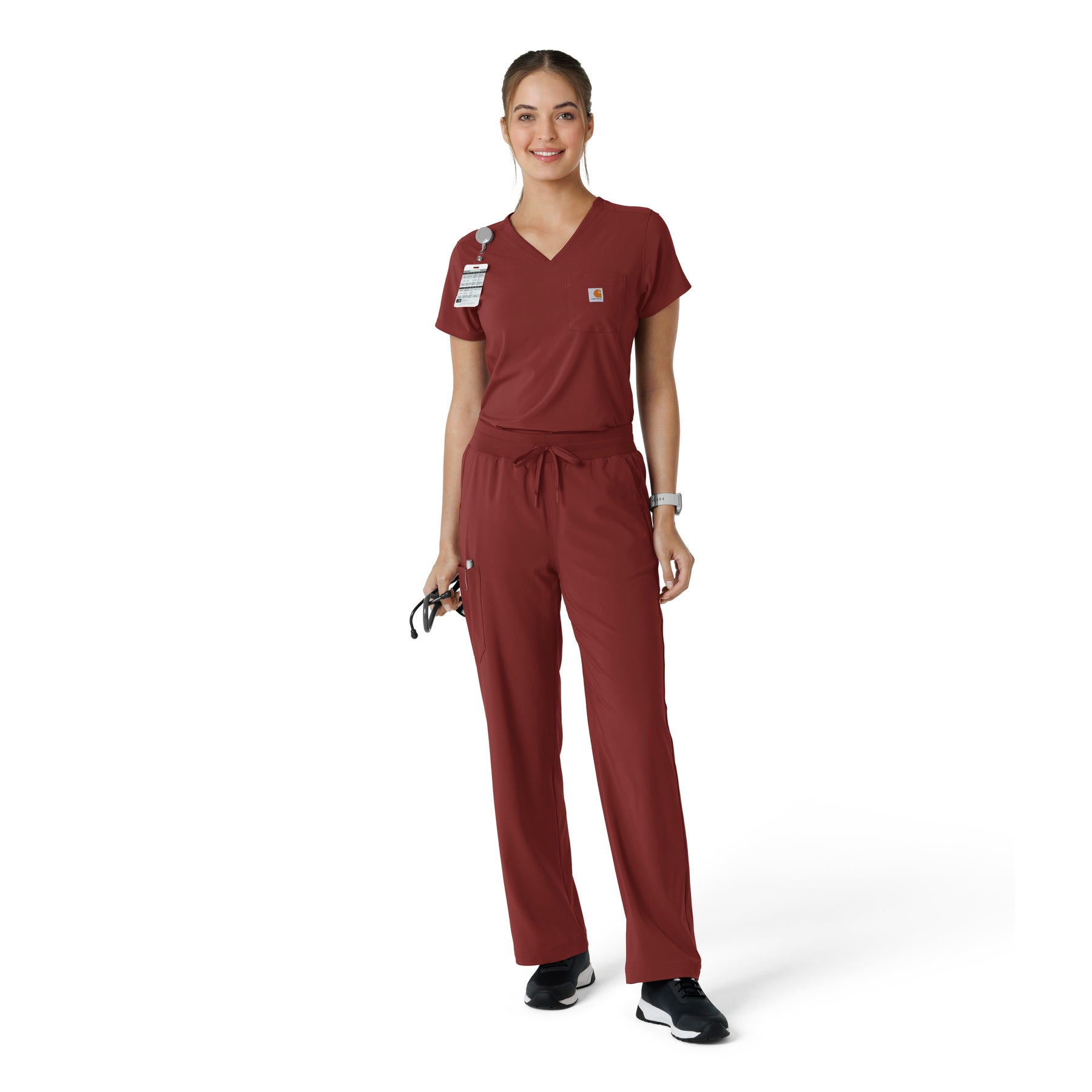 Force Cross-Flex Women's Tuck-In Scrub Top Amber Terrain full scrub set