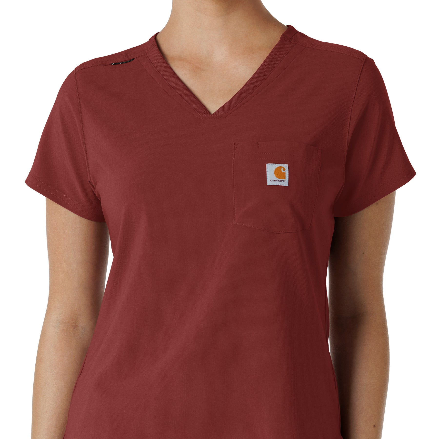 Force Cross-Flex Women's Tuck-In Scrub Top Amber Terrain front detail