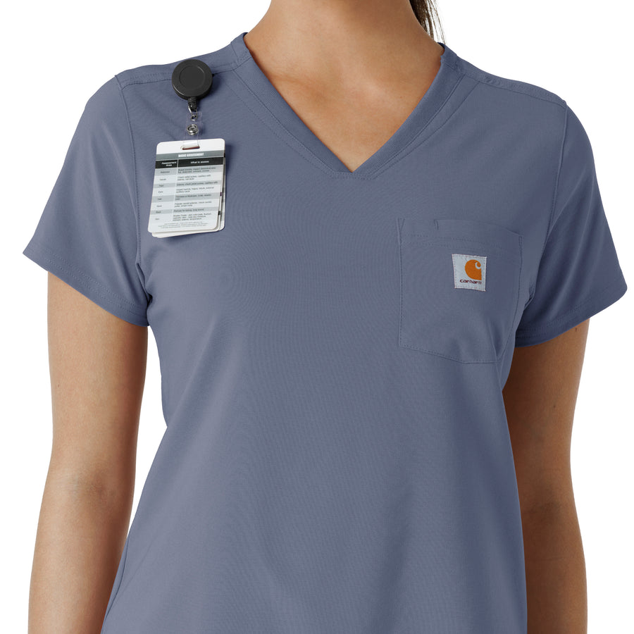 Carhartt Cross-Flex Women's Tuck-In Scrub Top - Approaching Storm