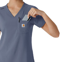 Carhartt Cross-Flex Women's Tuck-In Scrub Top - Approaching Storm