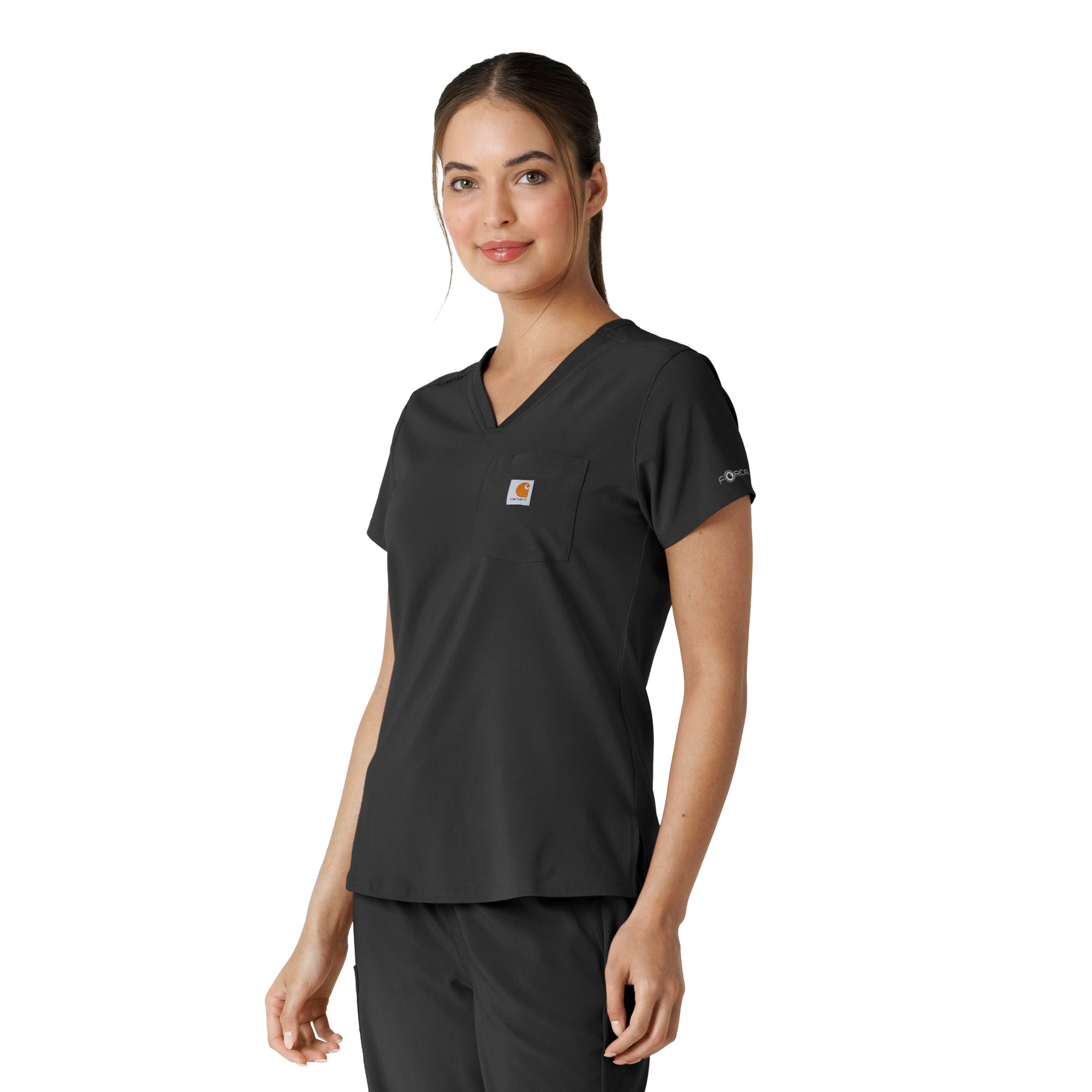 Force Cross-Flex Women's Tuck-In Scrub Top Black side view