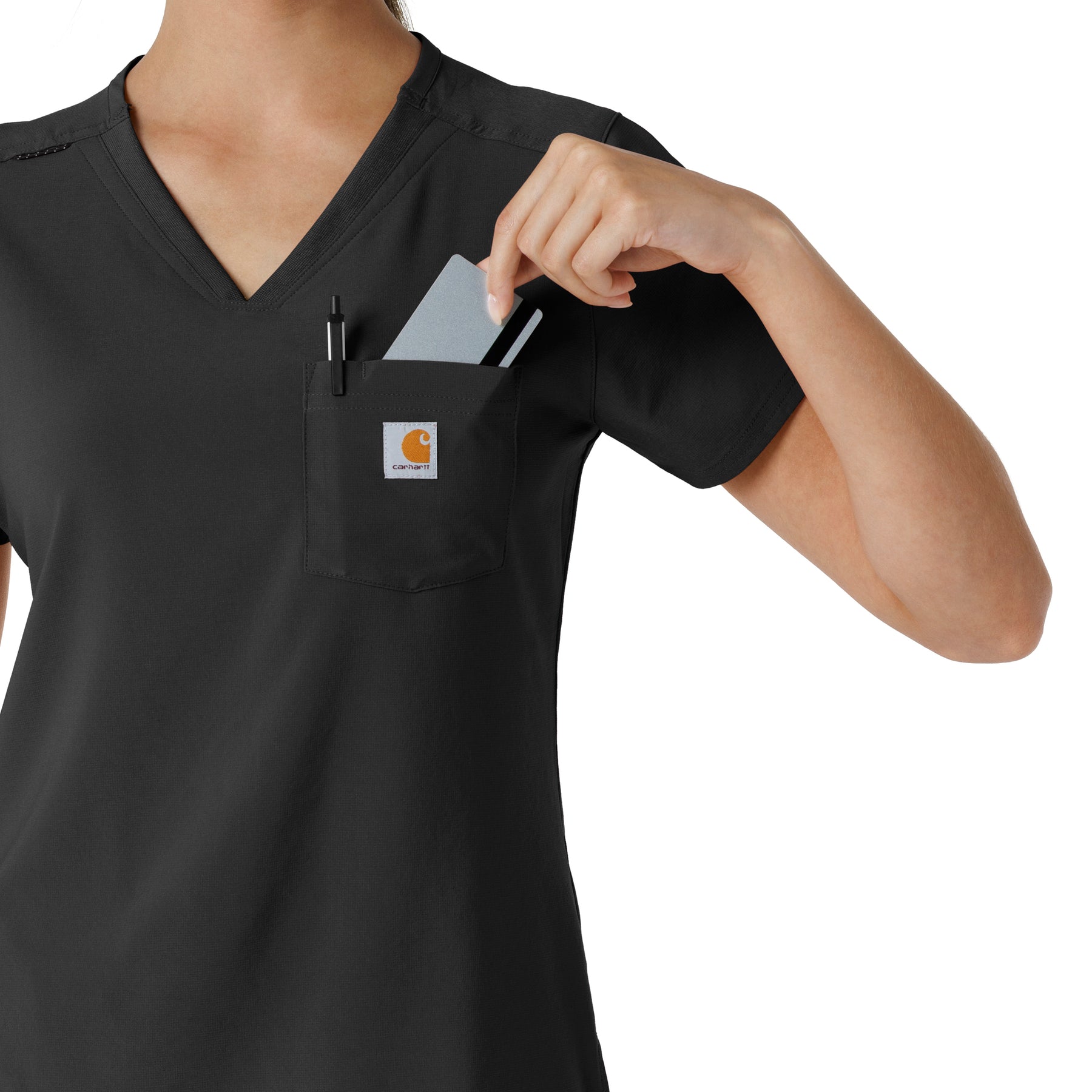 Force Cross-Flex Women's Tuck-In Scrub Top Black hemline detail