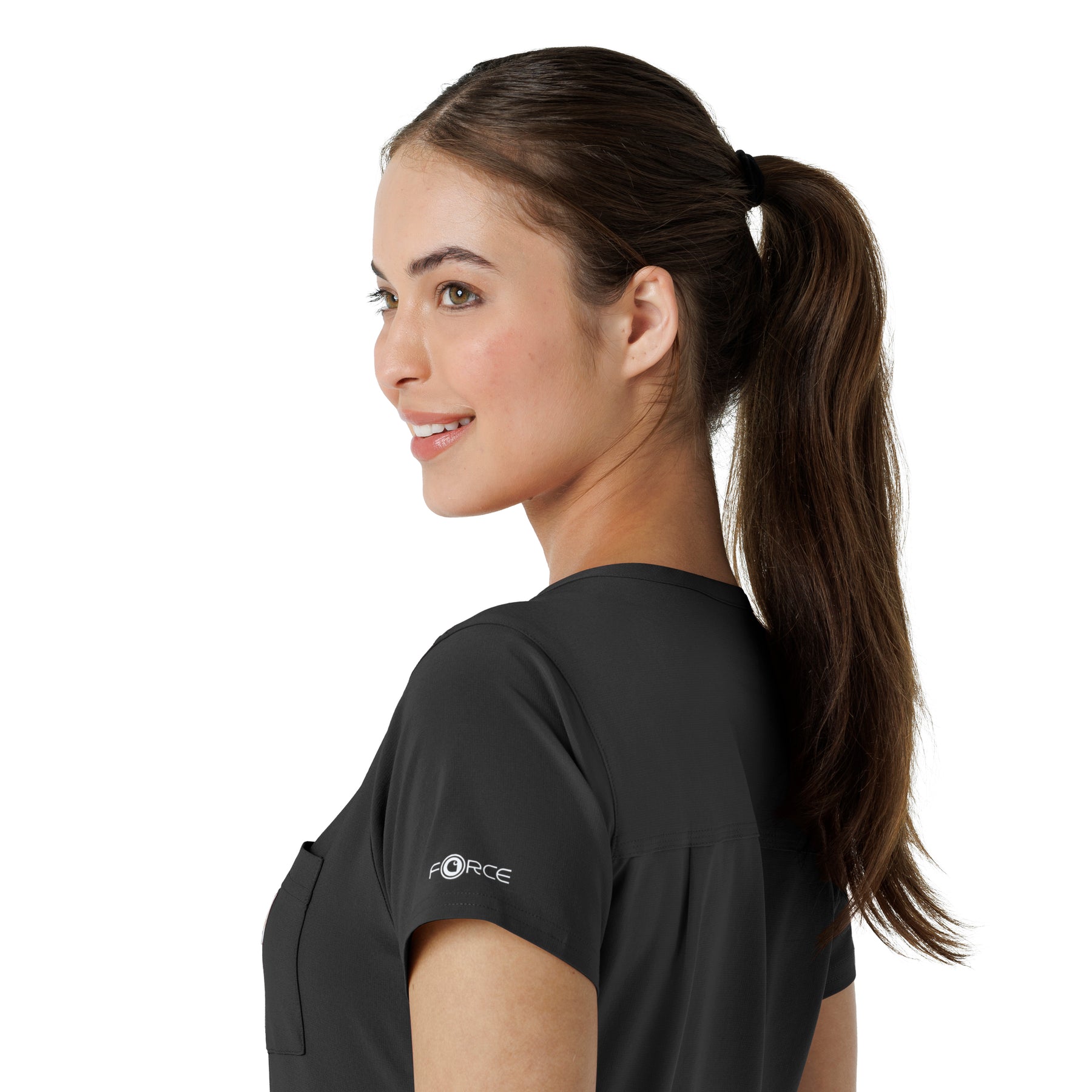 Force Cross-Flex Women's Tuck-In Scrub Top Black back detail