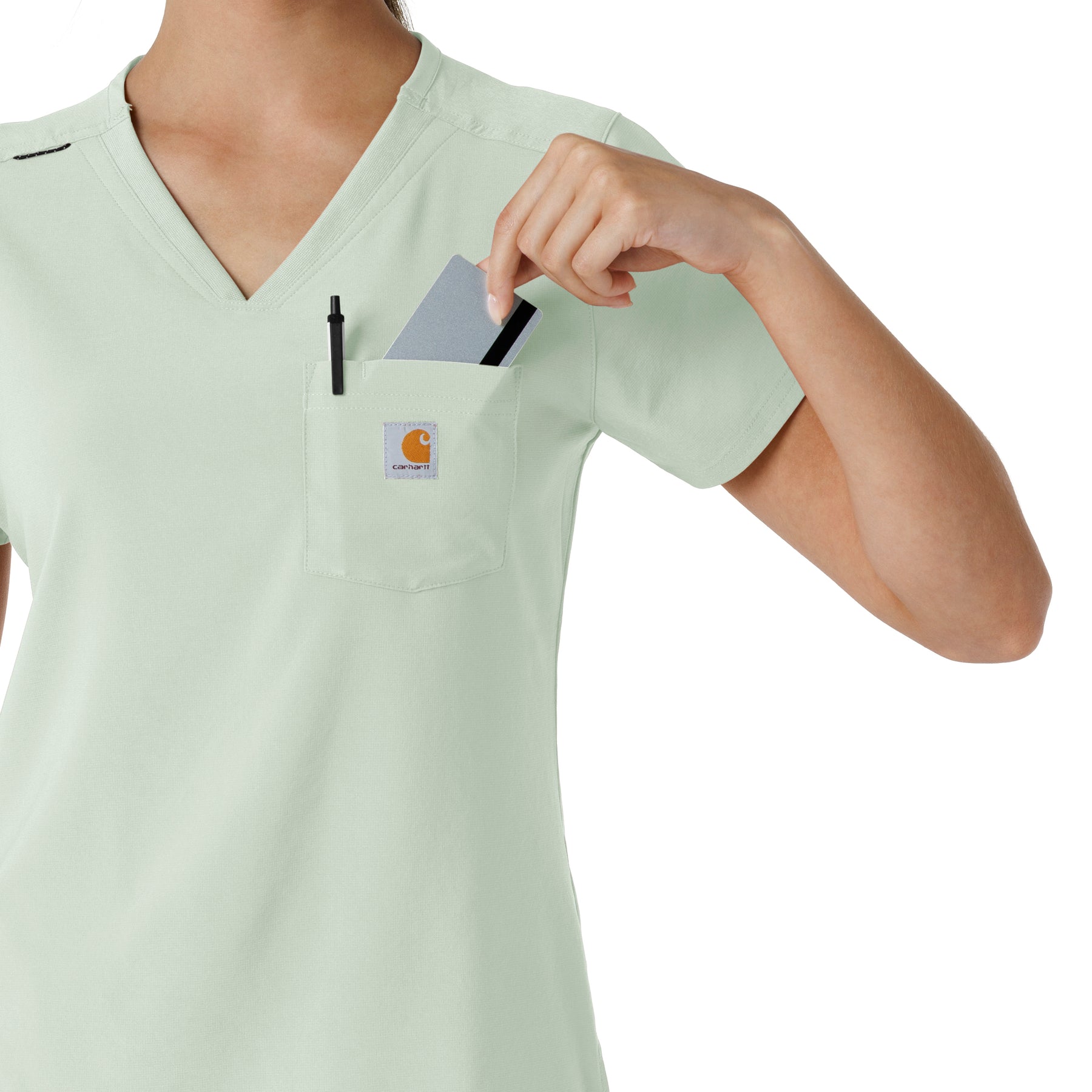 Force Cross-Flex Women's Tuck-In Scrub Top Big Sky hemline detail