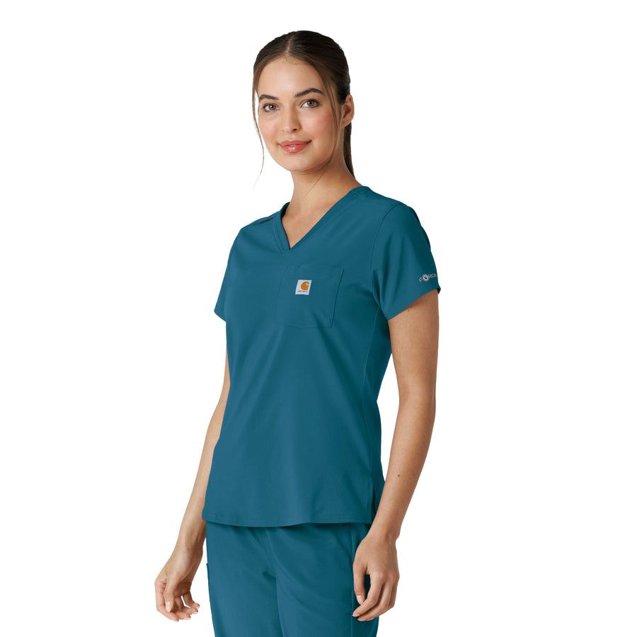 Force Cross-Flex Women's Tuck-In Scrub Top Caribbean side view