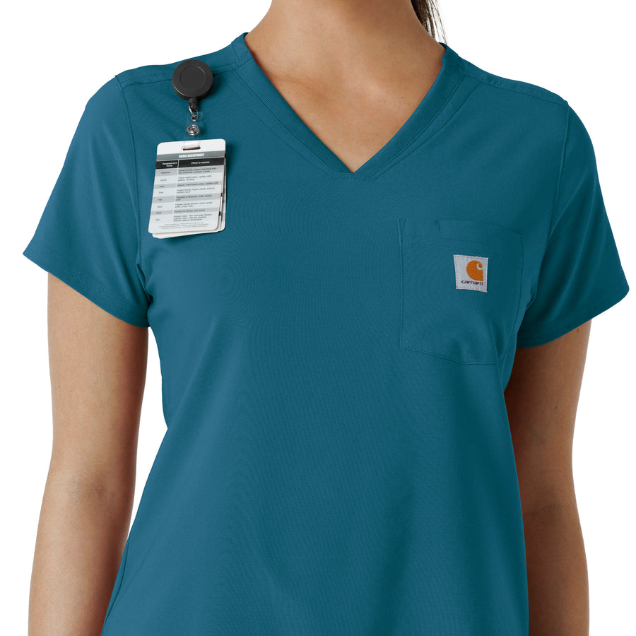 Force Cross-Flex Women's Tuck-In Scrub Top Caribbean side detail 1
