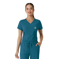 Carhartt Force Cross-Flex Women's Tuck-In Scrub Top - Caribbean