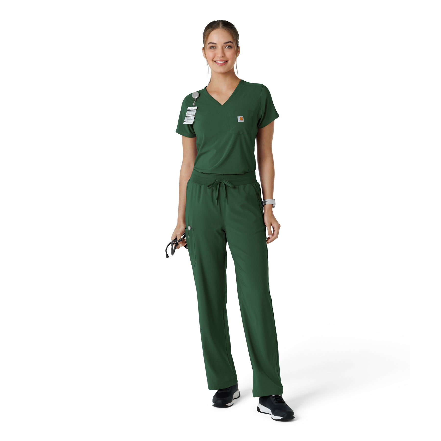 Carhartt Cross-Flex Women's Tuck-In Scrub Top - Douglas Fir Scrub Set