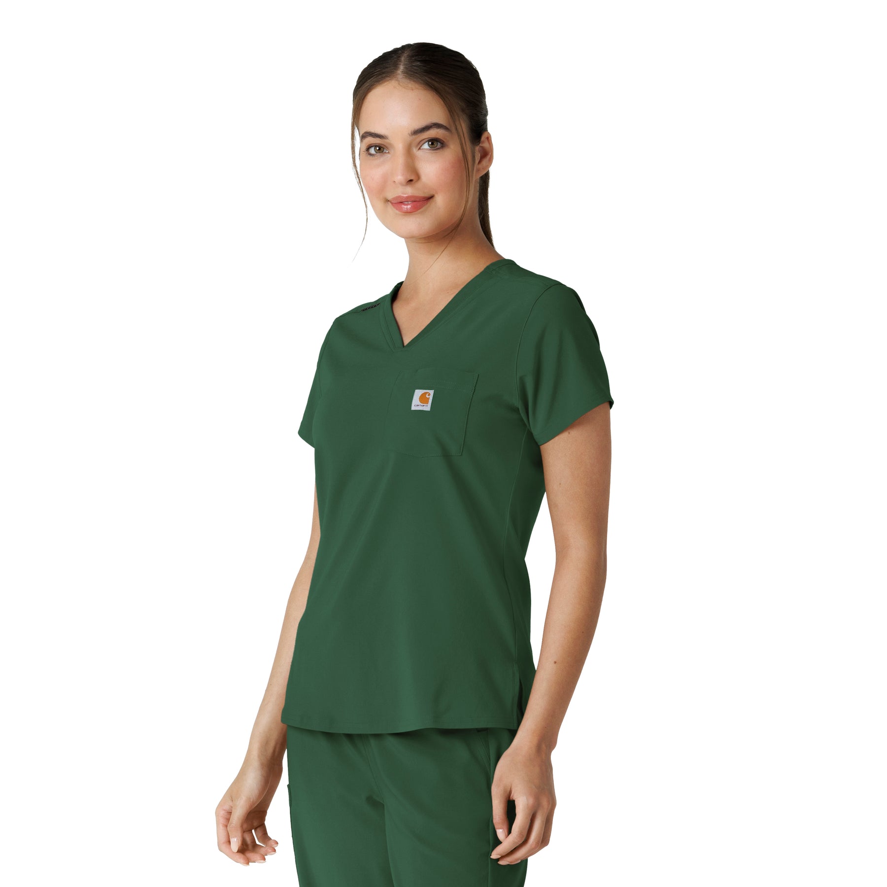 Carhartt Cross-Flex Women's Tuck-In Scrub Top - Douglas Fir Side