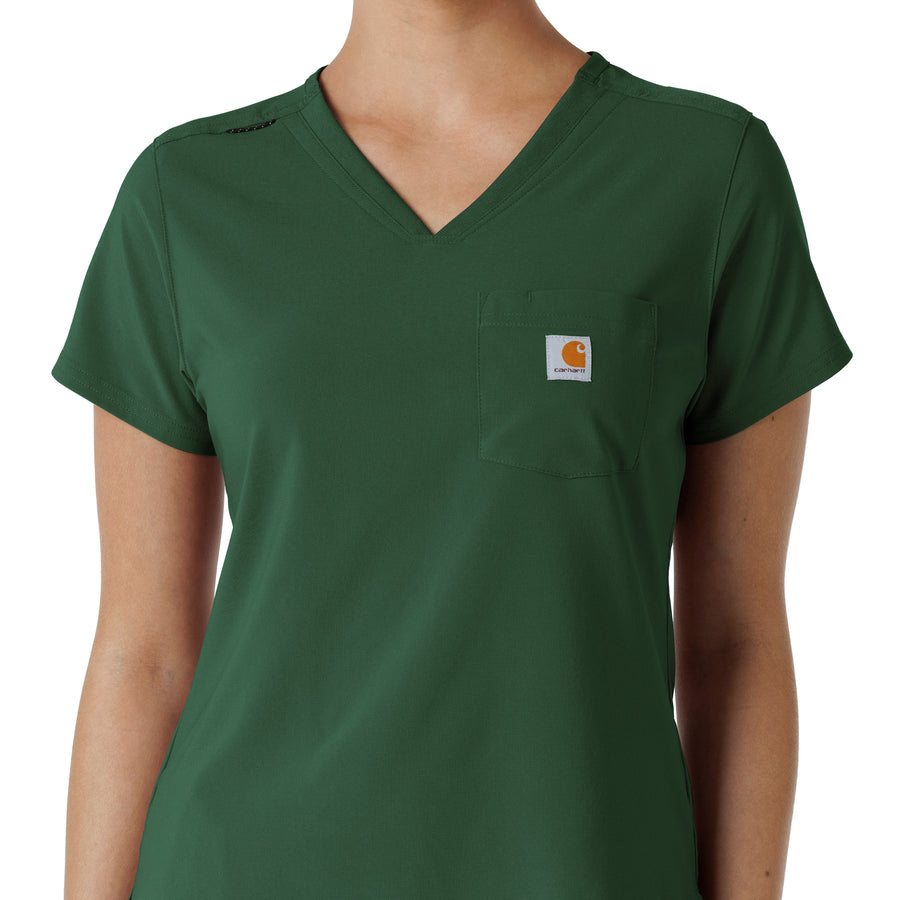 Carhartt Cross-Flex Women's Tuck-In Scrub Top - Douglas Fir Neckline