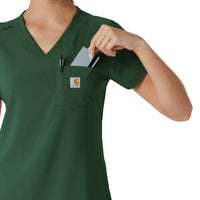 Carhartt Cross-Flex Women's Tuck-In Scrub Top - Douglas Fir Chest Pocket
