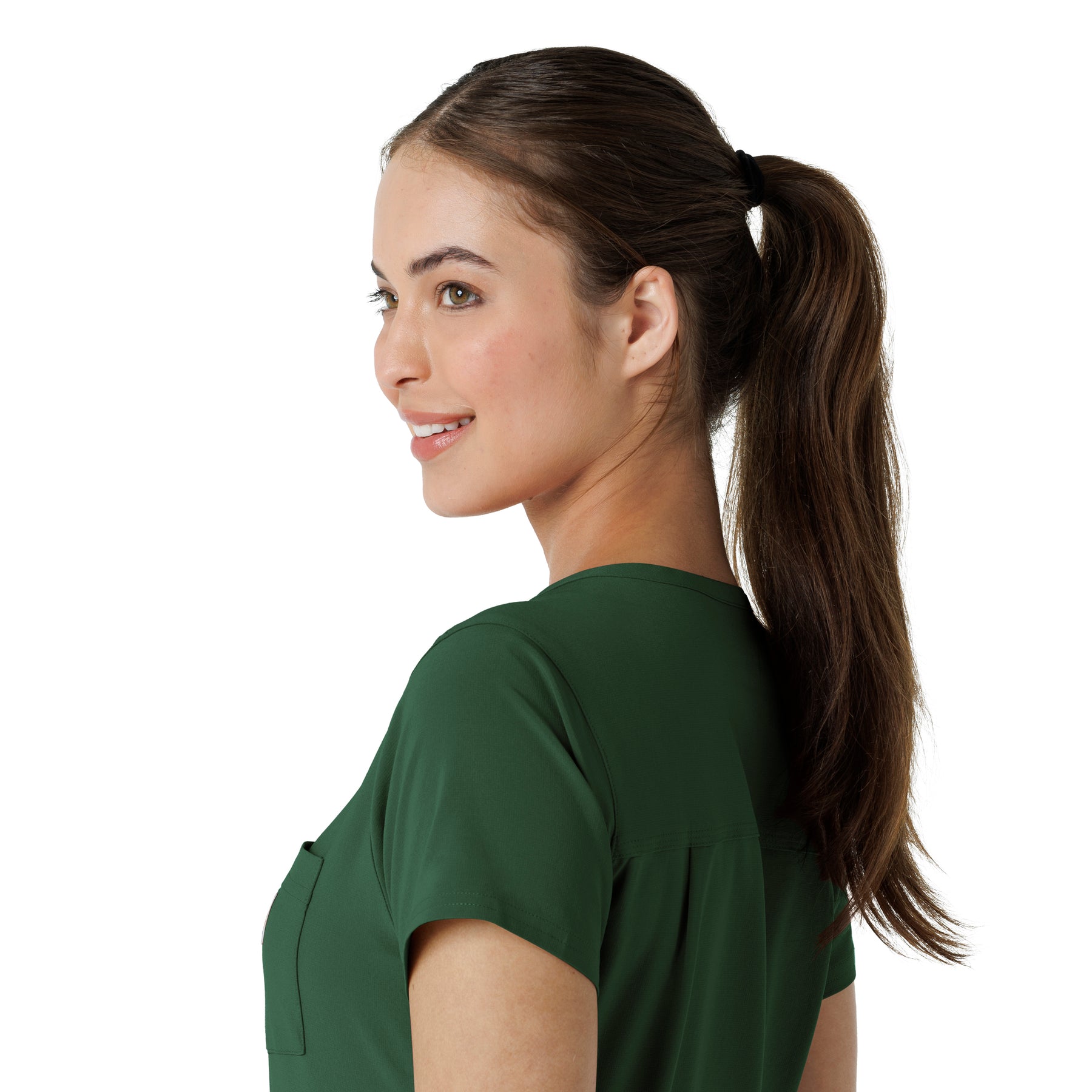 Carhartt Cross-Flex Women's Tuck-In Scrub Top - Douglas Fir Sleeve