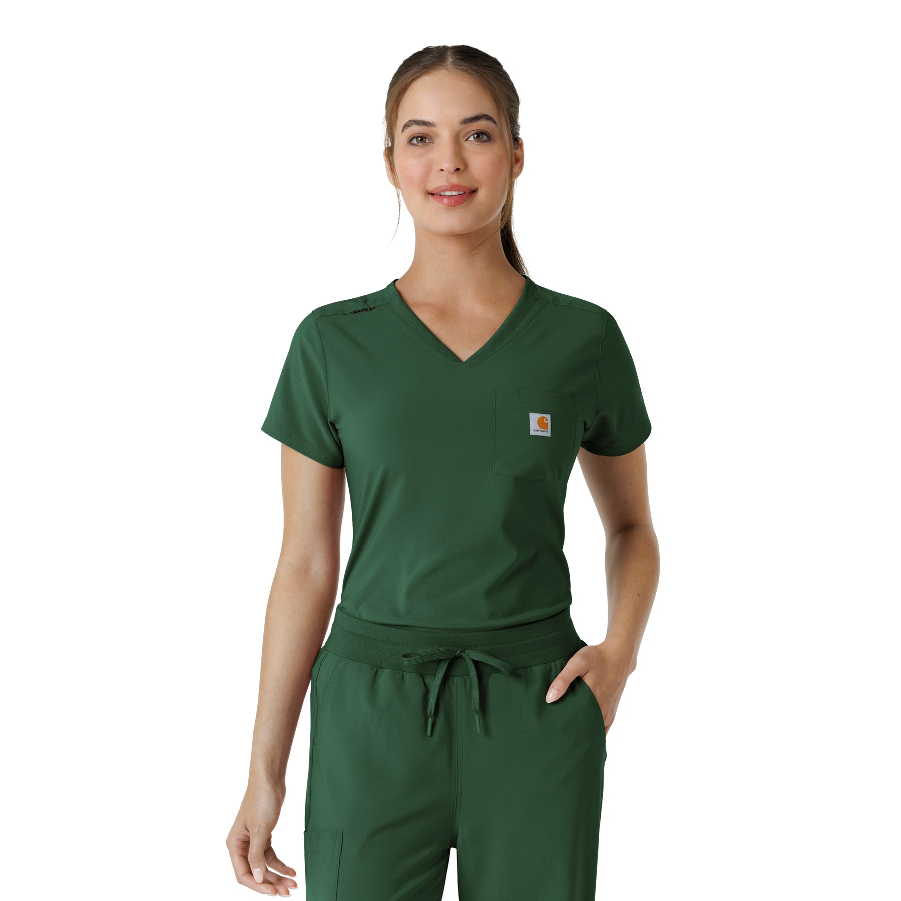 Carhartt Cross-Flex Women's Tuck-In Scrub Top - Douglas Fir Tucked In