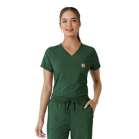 Carhartt Cross-Flex Women's Tuck-In Scrub Top - Douglas Fir Tucked In