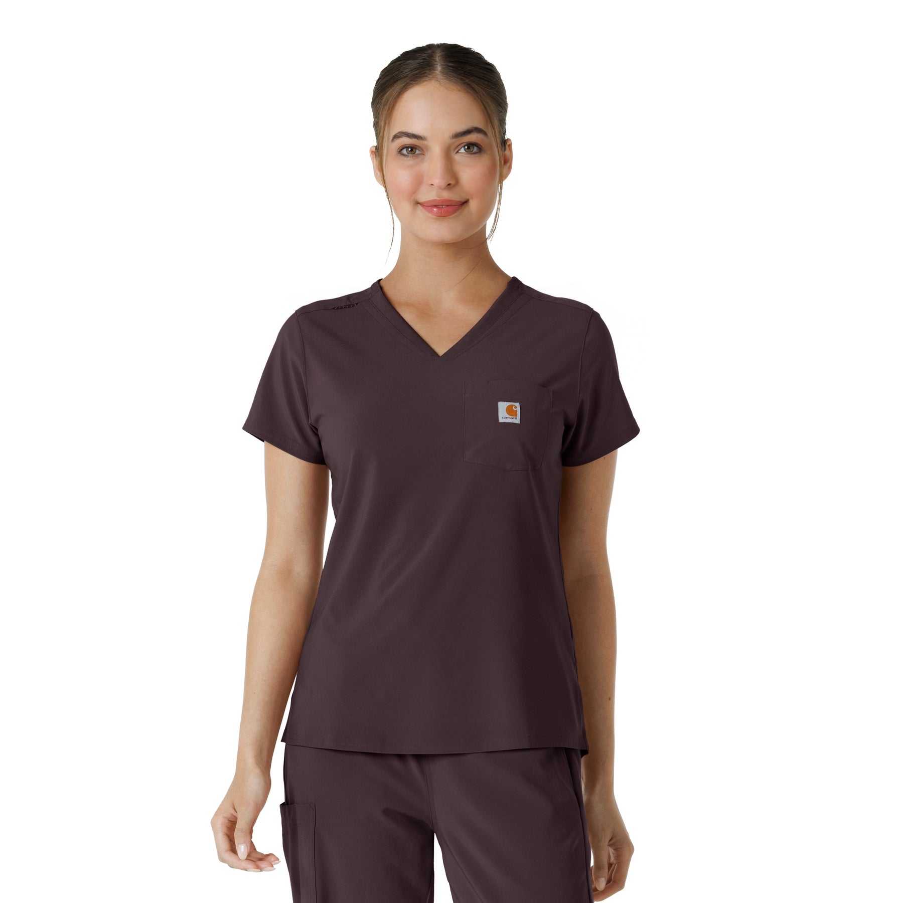 Force Cross-Flex Women's Tuck-In Scrub Top Dark Sepia