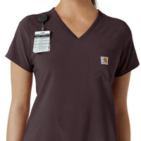Force Cross-Flex Women's Tuck-In Scrub Top Dark Sepia side detail 1