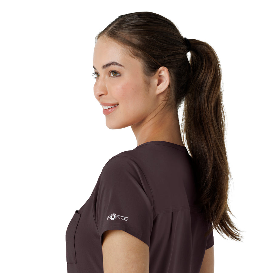 Force Cross-Flex Women's Tuck-In Scrub Top Dark Sepia back detail