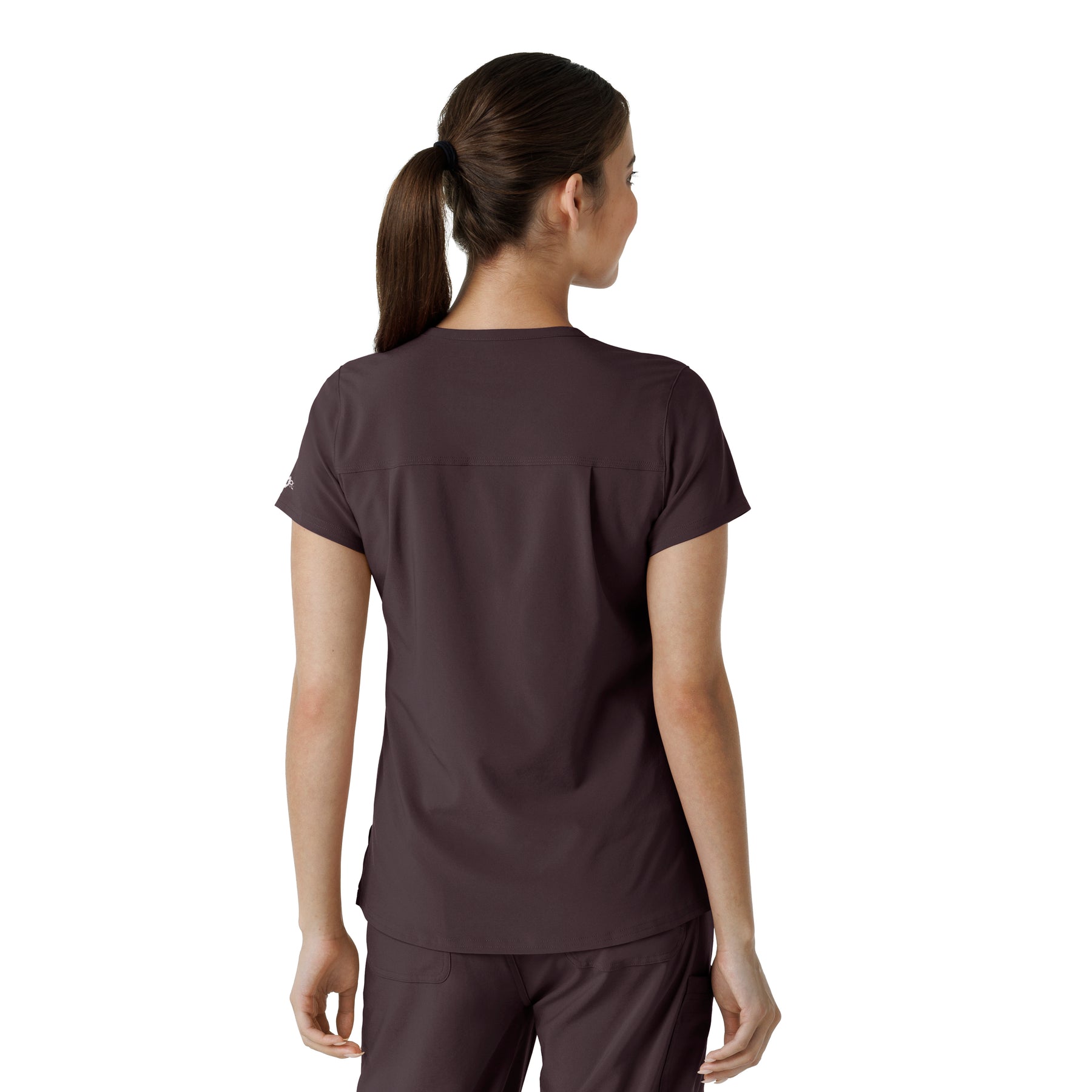 Force Cross-Flex Women's Tuck-In Scrub Top Dark Sepia back view