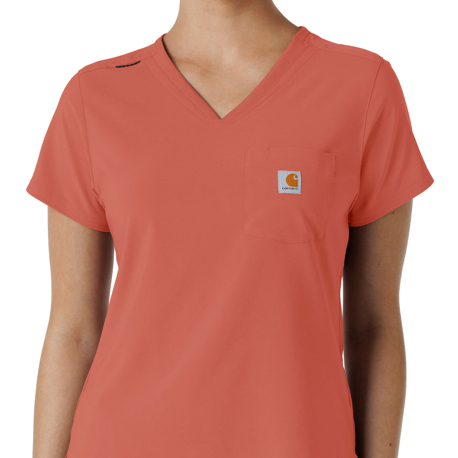 Force Cross-Flex Women's Tuck-In Scrub Top Dusty Cedar front detail