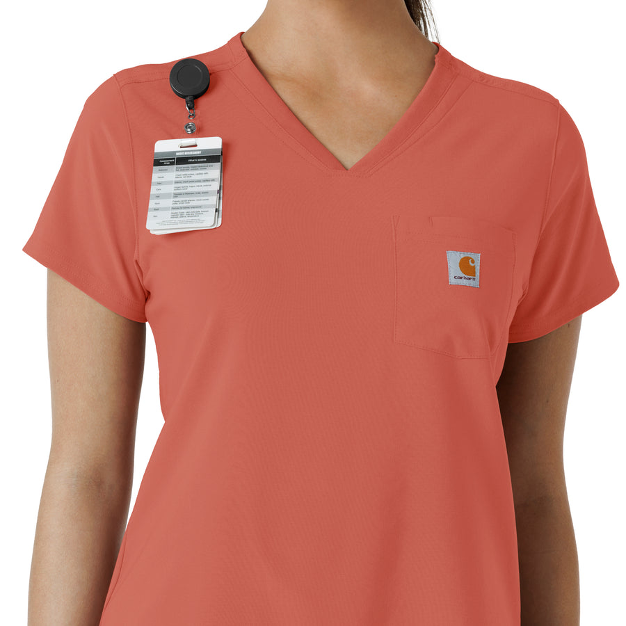 Force Cross-Flex Women's Tuck-In Scrub Top Dusty Cedar side detail 1