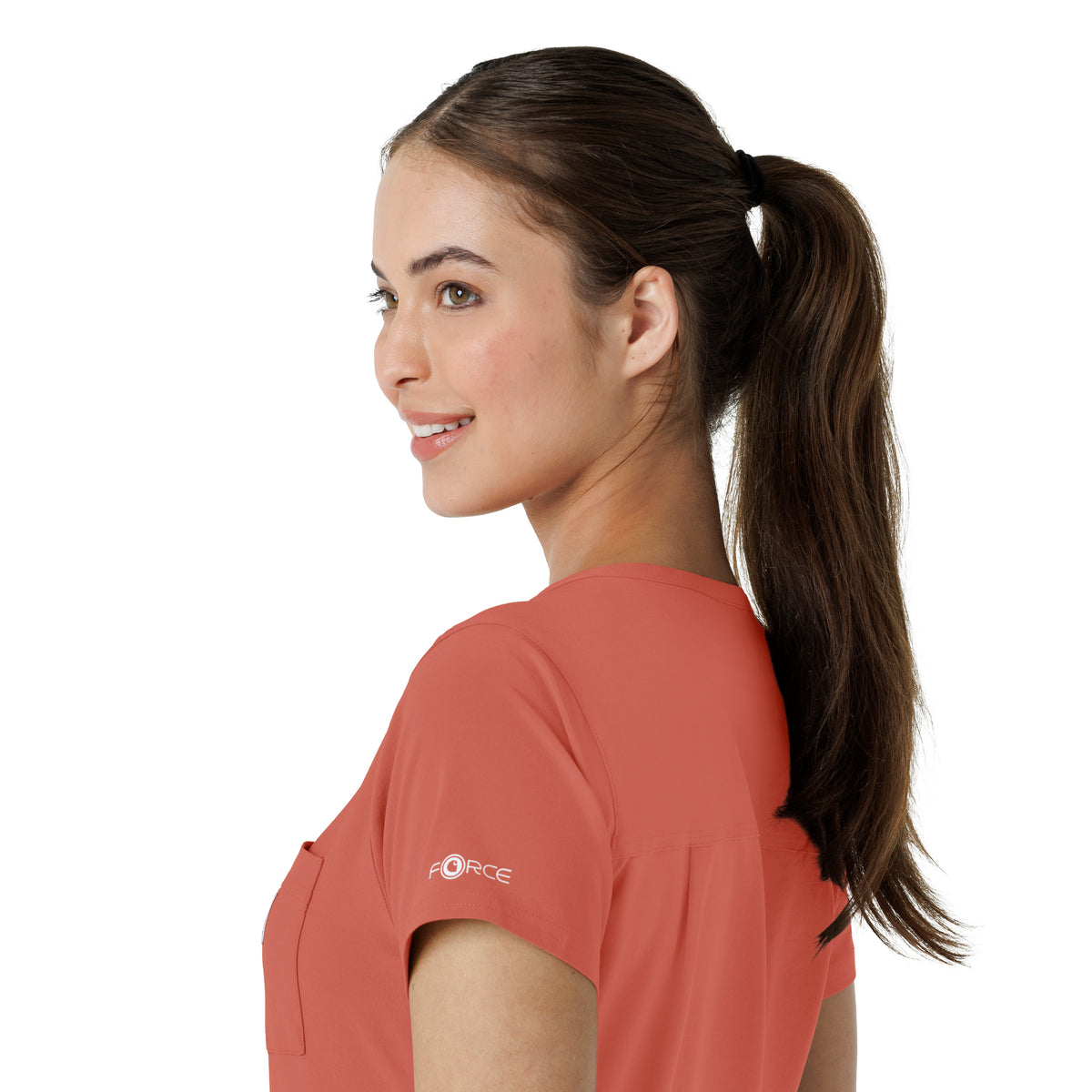 Force Cross-Flex Women's Tuck-In Scrub Top Dusty Cedar back detail