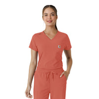 Carhartt Force Cross-Flex Women's Tuck-In Scrub Top - Dusty Cedar