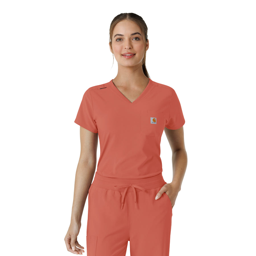 Carhartt Force Cross-Flex Women's Tuck-In Scrub Top - Dusty Cedar